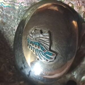 Zuni Chieftan Crushed Turquoise & Coral Buckle